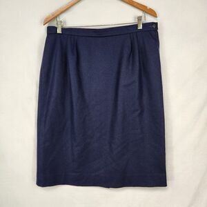 Vtg Pendleton Womens Navy Blue Pencil Skirt Waist 34 100% Wool Lined 80s